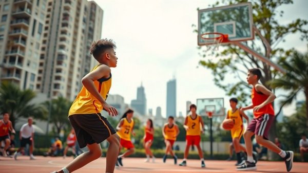 Basketball tournament in Cotonou unites West African youth on a lively court.