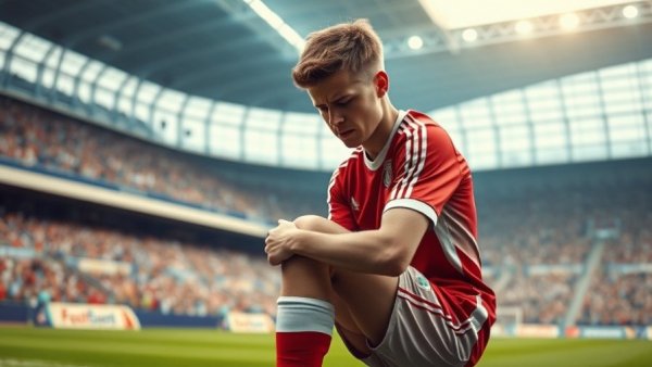 Kylian Mbappé knee sprain during soccer match with intense expression