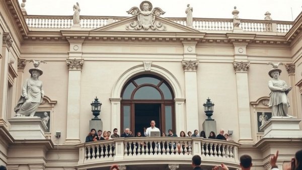 Historic balcony scene representing peace and hope.
