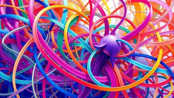 Abstract design with interwoven lines, representing complexity.