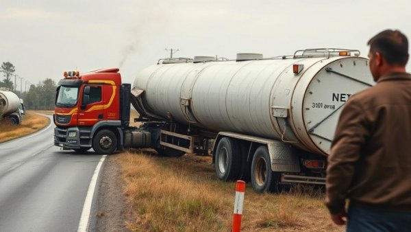Aftermath of Nairobi fuel tanker collision with bystanders observing.