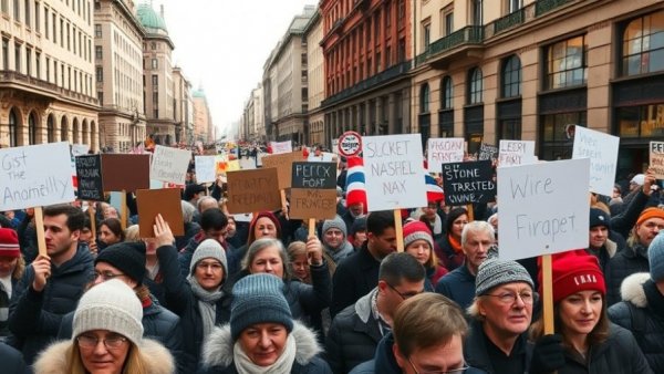 Protesters in Minnesota ICE shooting protests, holding signs in city streets.