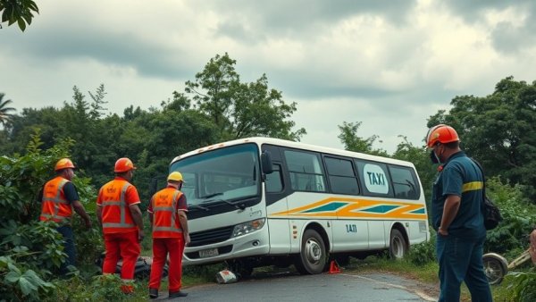 Emergency responders at minibus taxi crash site, South Africa.