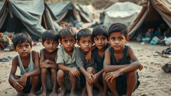 Children in Sudan encampment possibly affected by Rapid Support Forces activities.