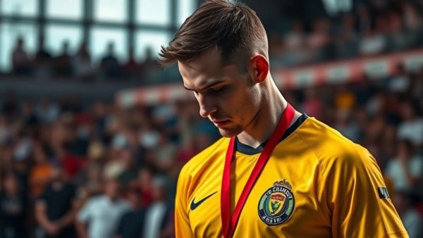Senegal athlete looks down during medal ceremony, reflecting on sanctions.