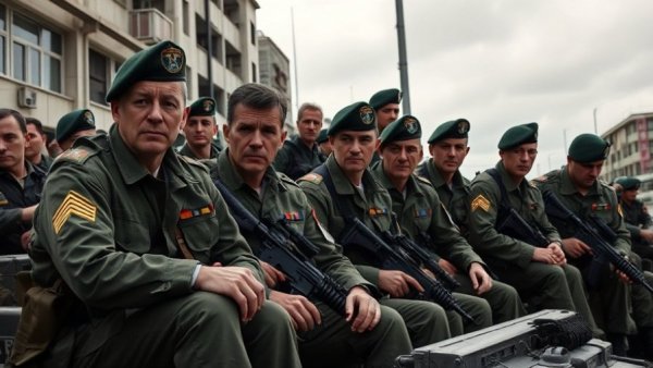 Military personnel in Kisangani after drone attacks, urban setting.