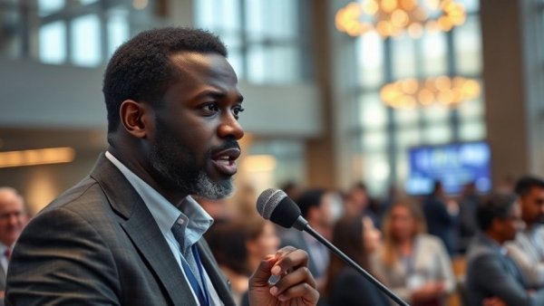 African leader discussing youth governance at Dubai Summit.