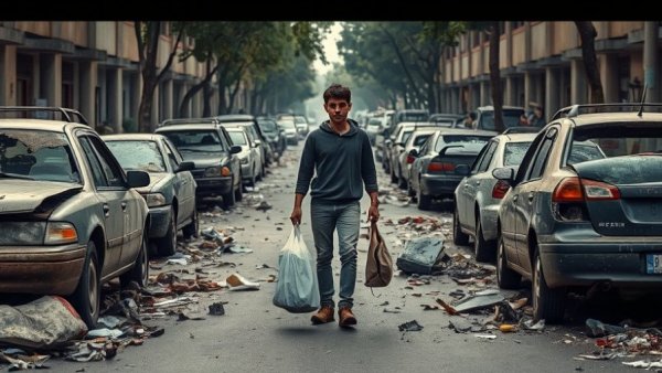 Dakar universities clashes aftermath with charred cars and debris.