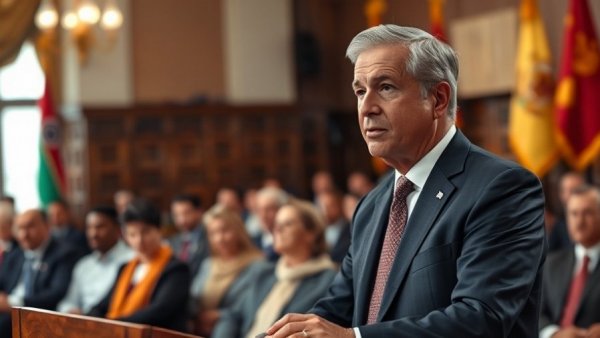 Haiti presidential council resignation event with speaker and audience.