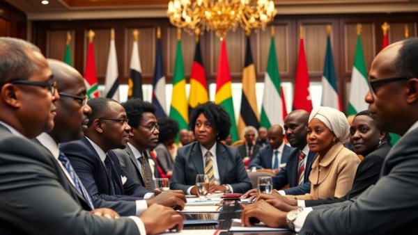 Delegates at IGAD meeting discussing Sudan rejoining, conference setting.