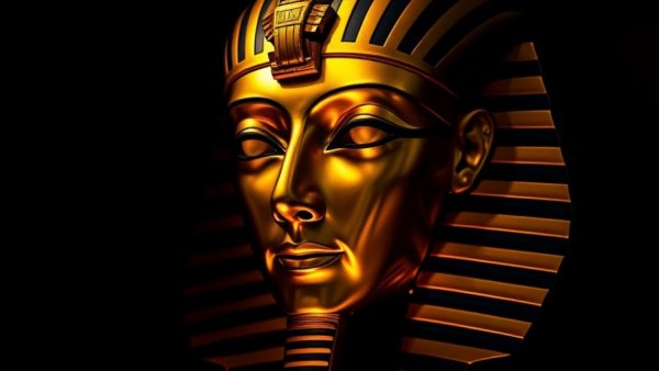 Ancient Egyptian mask on display at London exhibition.