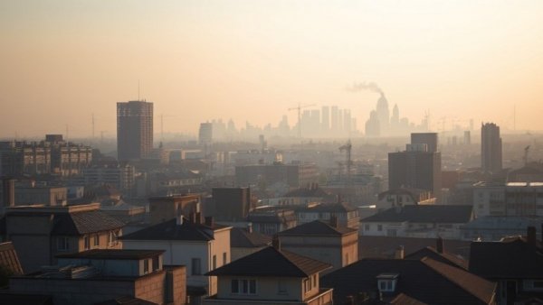 Cityscape at dusk with smoke, unrest implications, Iran airstrikes implications for Africa.
