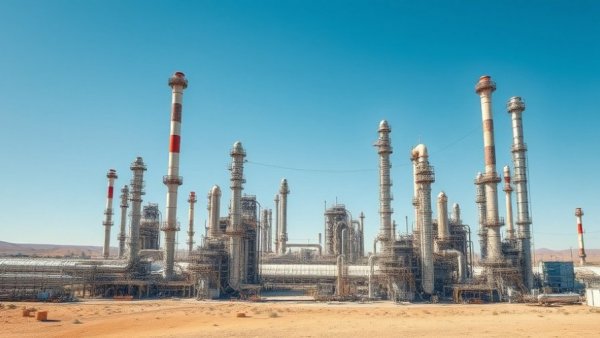 Industrial gas plant representing Algeria gas supplies to Spain.