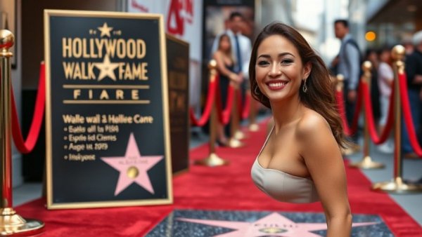 Brandy honored with star on Hollywood Walk of Fame, smiling elegantly.