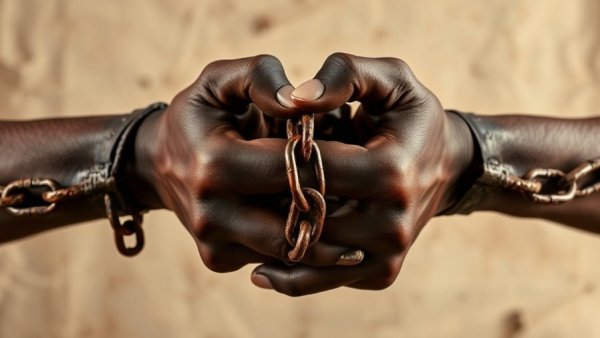 Global reparations debate Africa depicted with hands in chains.