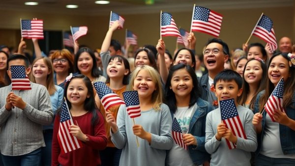 Afrikaners celebrating their relocation to the US with American flags.