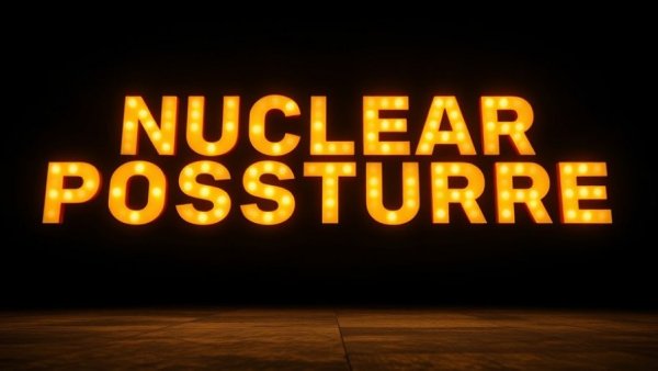 Illuminated 'Nuclear Posture' text on dark background, military theme.