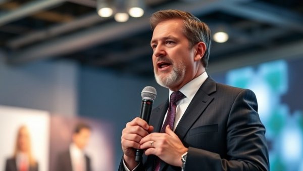 Speaker in suit discussing China pressure on Taiwan