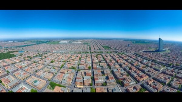 Aerial view of a sprawling cityscape in Mali under clear skies.