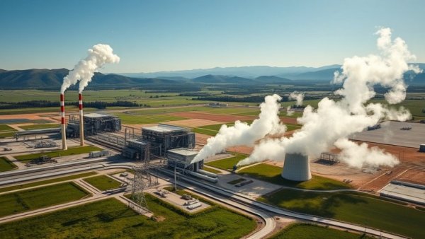 Geothermal power plant in Africa showcasing renewable energy with pipes.