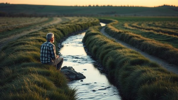 Pix of the Day, 27 April 2026: Man by a stream in a rural evening setting.