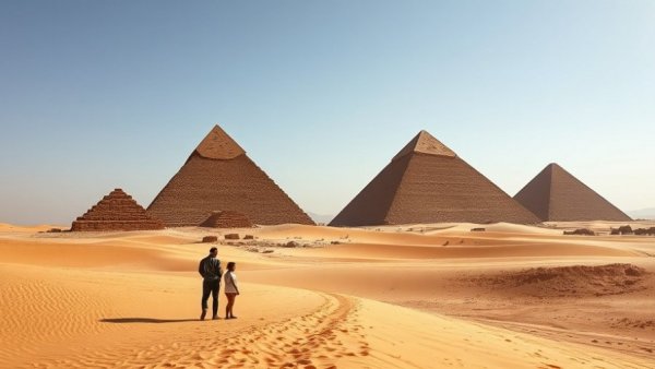 Sudan Nubian pyramids preservation in desert with observers