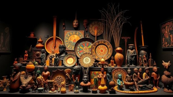 Vibrant African art display at Venice Biennale with silhouetted figures.