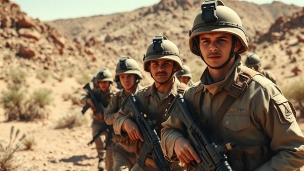 Soldiers searching desert in Morocco during US soldiers search