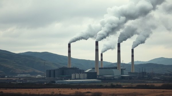 Industrial factory smoke emissions highlight climate impact.