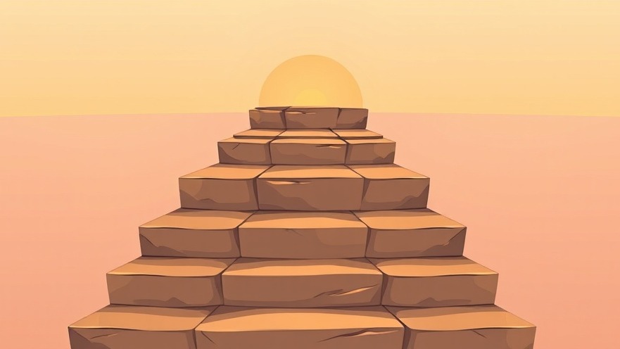 Clean editorial illustration of five ascending stone steps in warm earth tones.