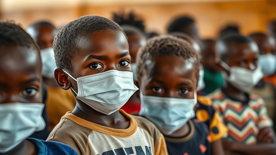 African children with masks in a school, highlighting air pollution deaths children crisis.