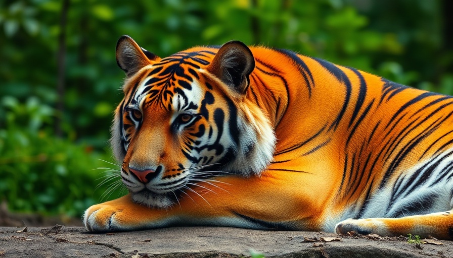 Bengal tiger in forest symbolizing global biodiversity.