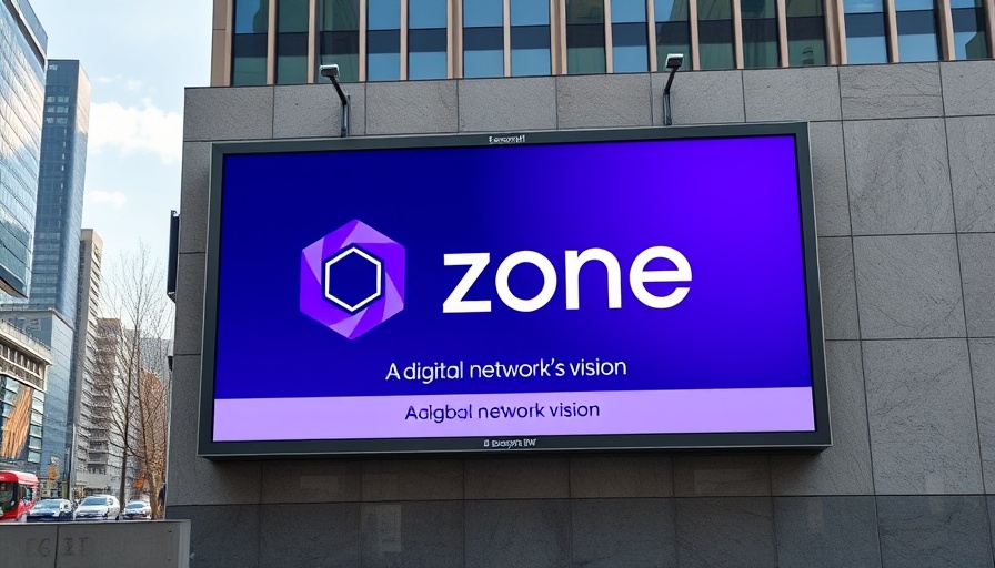 Digital billboard promoting blockchain in Nigeria with the 'zone' logo.