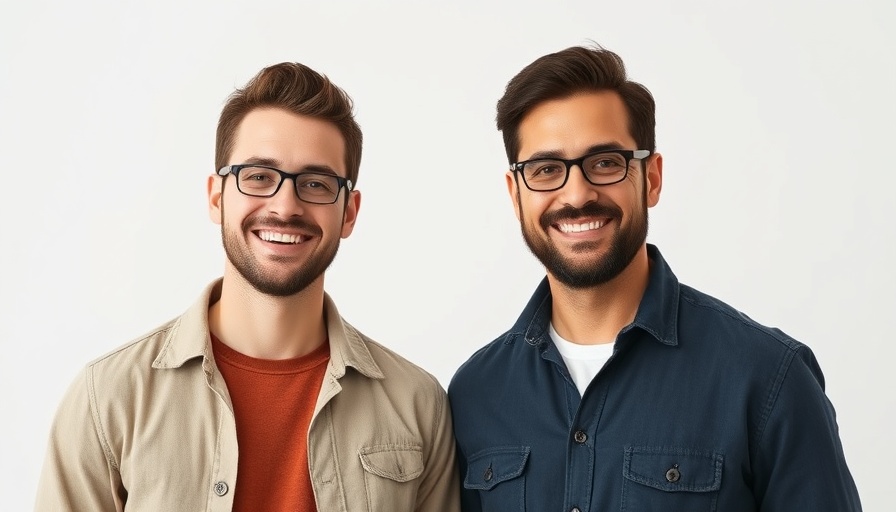 Two smiling men posing confidently against a white background.