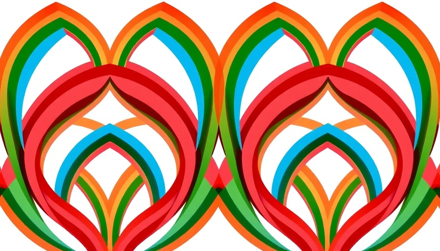 Colorful abstract pattern with intertwined arches, isolated design.