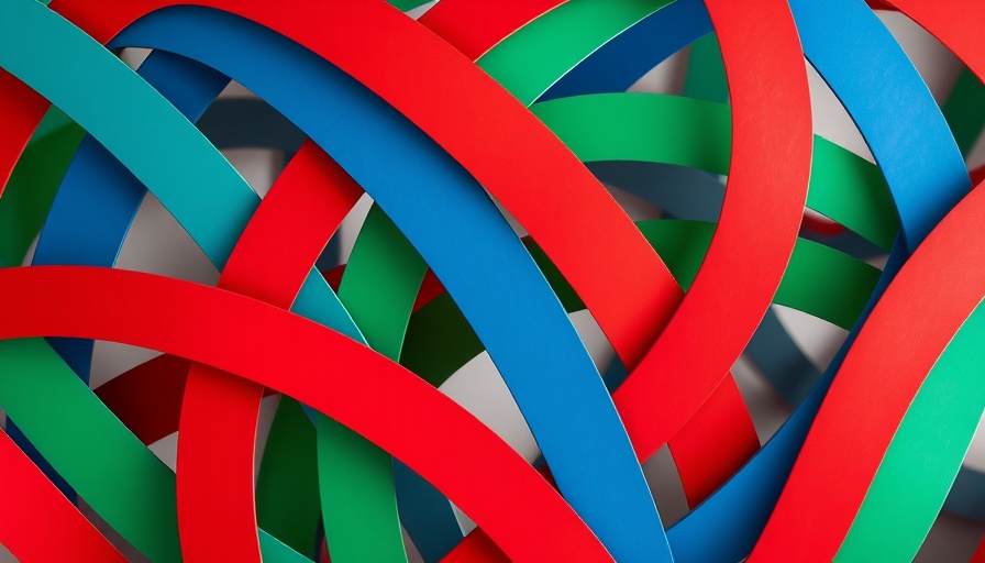 Vivid abstract pattern symbolizing diplomacy with interwoven arches.