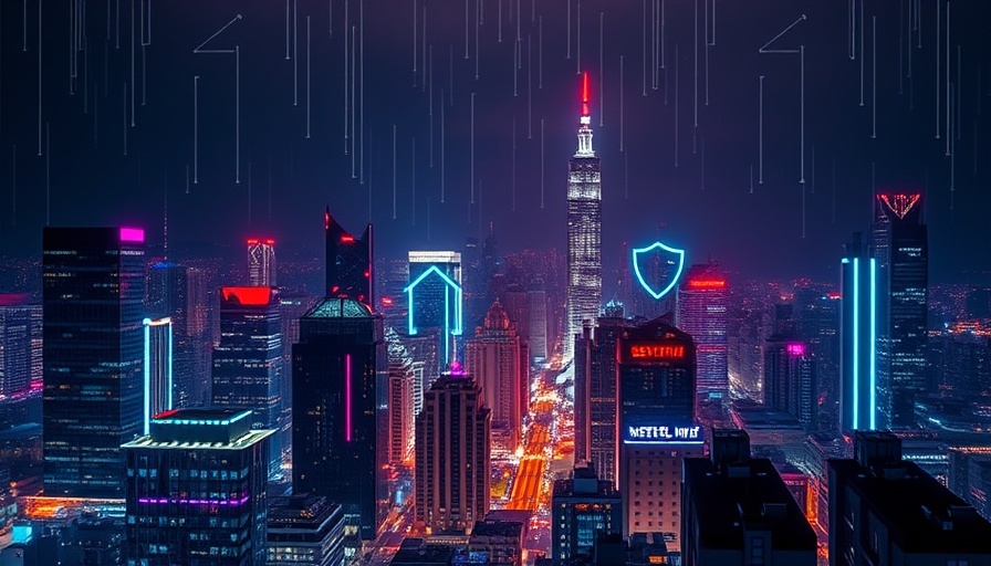 South Africa cityscape with digital security icons highlighting cybercrime theme.