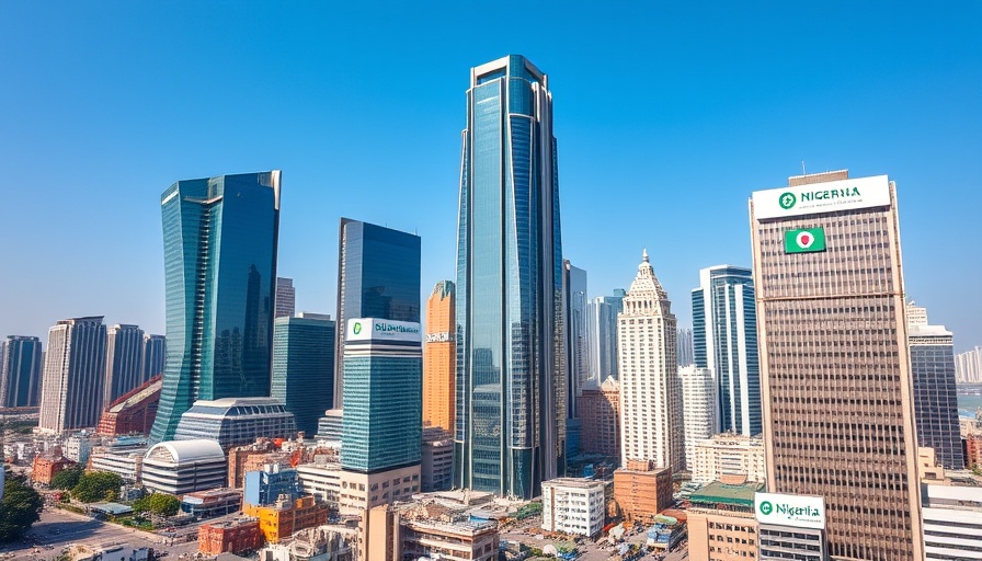 Skyscrapers of Nigerian banks depicting market cap growth.