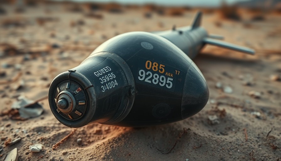 UAE arms transfers to Sudan: close-up of guided aerial bomb with serial numbers visible.