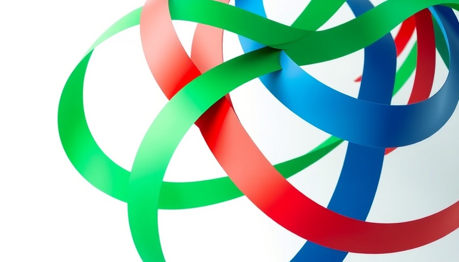 Abstract unity design with interwoven colored ribbons