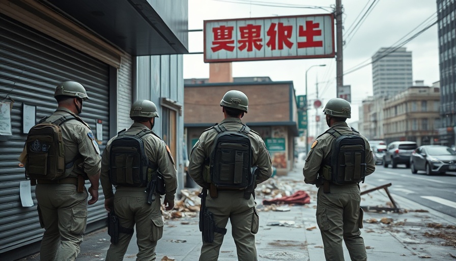 Security forces in Kenya manage protest near closed storefront.