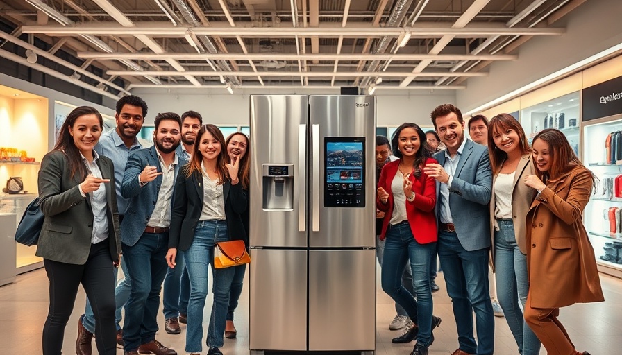 MoodUP Refrigerator Nigeria display with presenters and vibrant backdrop.