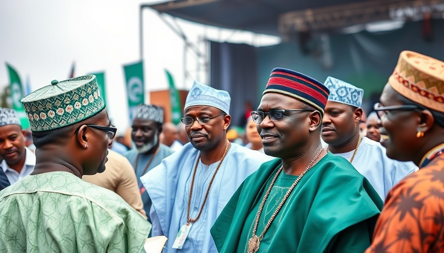 Traditional Nigerian attire worn at a public event.