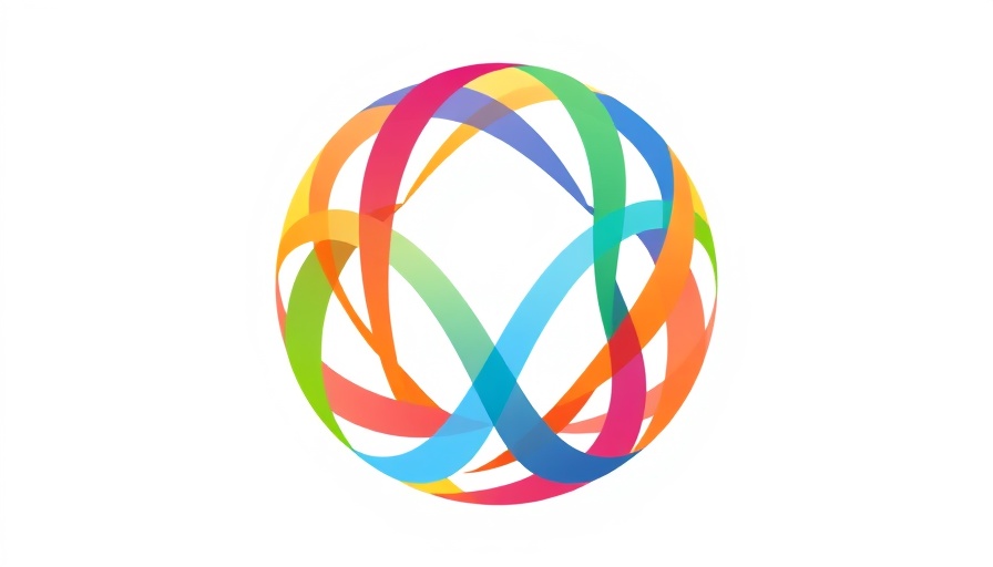 Logo design with colorful interwoven arcs representing diversity.