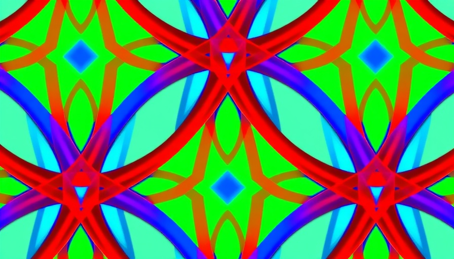 Multicolored abstract pattern with intertwined lines.