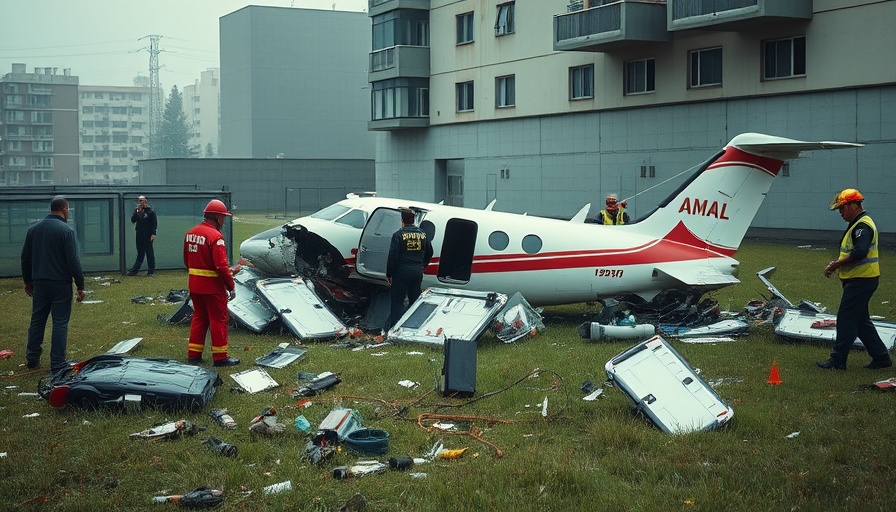 Air ambulance crash debris in Kenya with responders examining site.