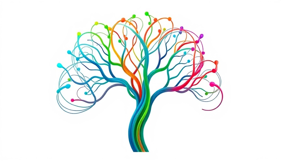 Abstract symbol of growth and unity, colorful lines.