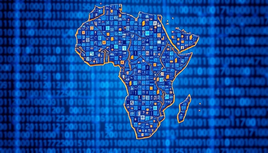Digital Transformation Africa with abstract map and binary code.