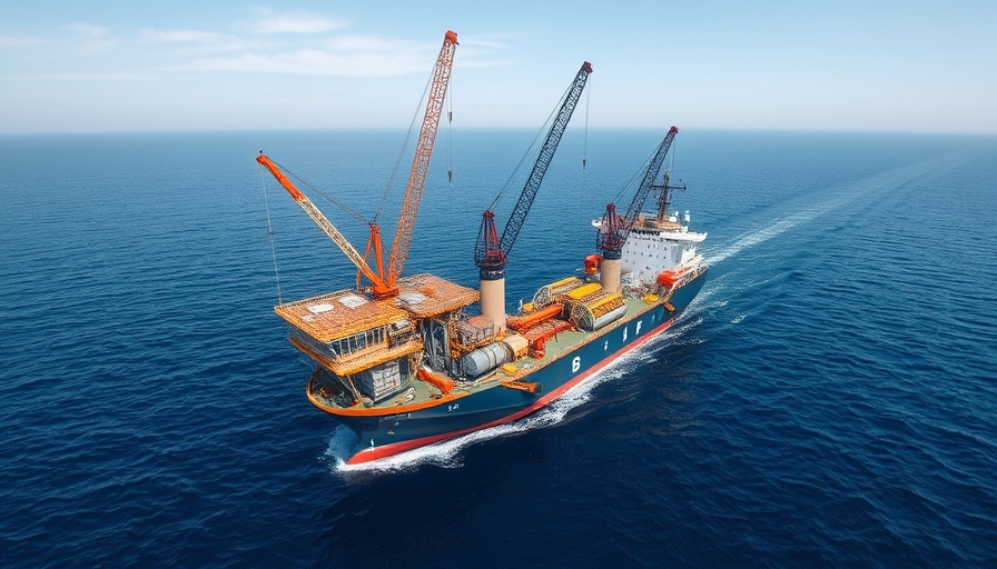 Marine vessel laying pipeline for Nord Stream in clear sea.