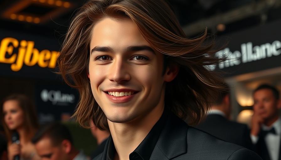 Lil Nas X at an event, wearing a chic outfit and smiling.